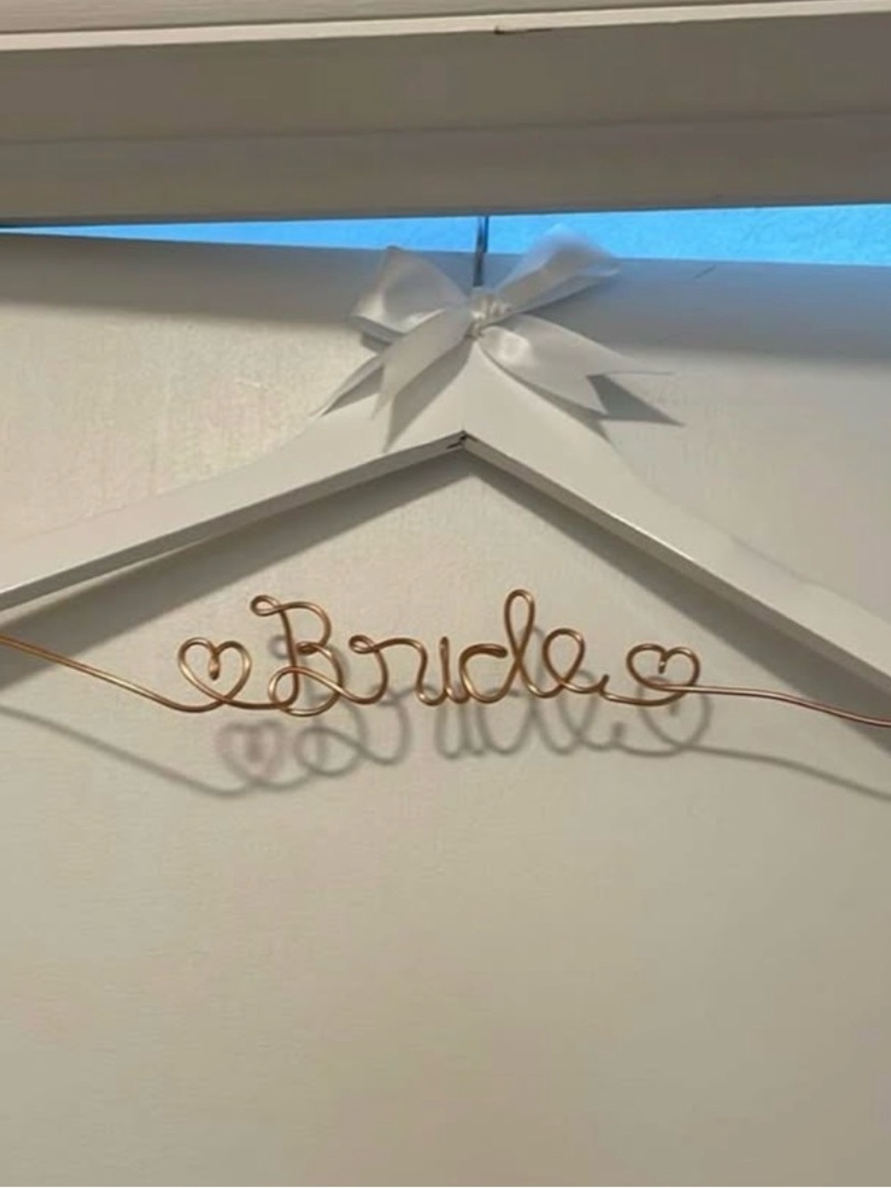 White Bridal Hanger with Rose Gold 'Bride' Wire